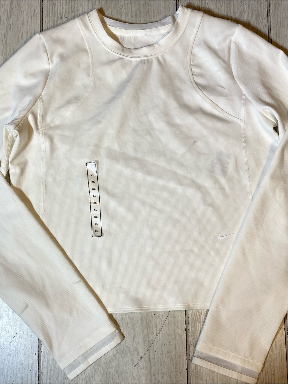 Nike Mavn Ribbed Long Sleeve Workout Shirt White Girl’s  XL NWOT